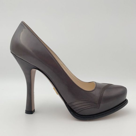 Prada Platform Heels Smoke Grey Size 10.5/41 NWB - Picture 1 of 9